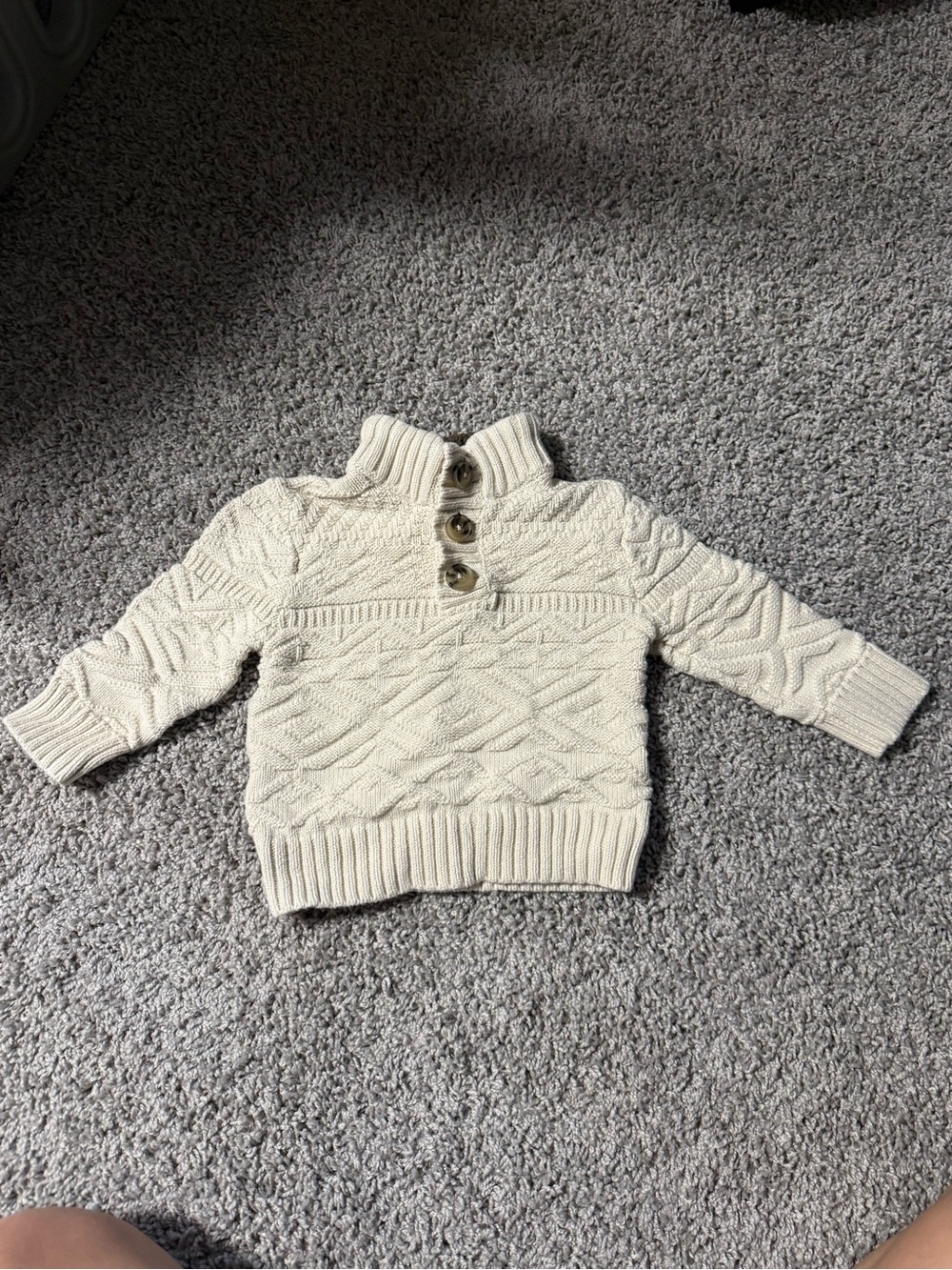 Cat & Jack Cream Cable Knit Mock Neck Sweater with Button Detail